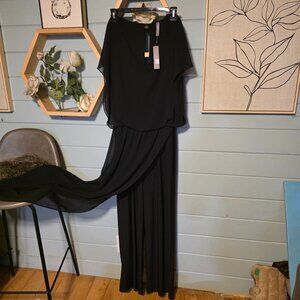 LAST TANGO Jumpsuit Size Medium M Black Chiffon Overlay USA